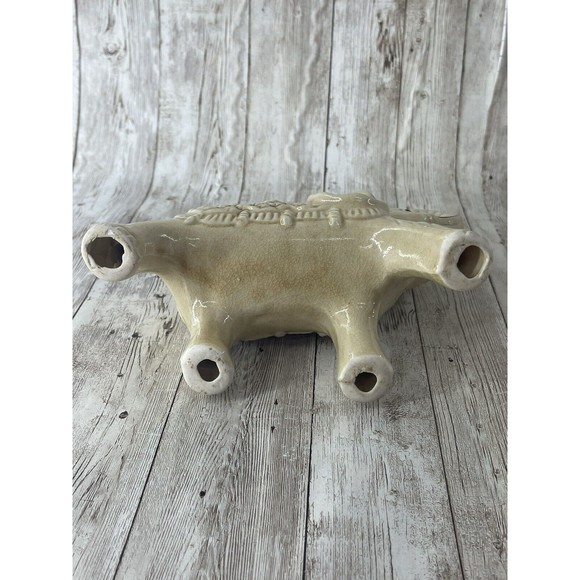 7” Elephant w/ Tusk Up Ceramic Statue Made in Brazil Figurine White - Picture 10 of 11